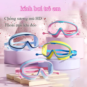kính bơi trẻ em, mắt kính hd trong suốt,kính bơi góc rộng dành , silicon cao cấp,chống sương mù