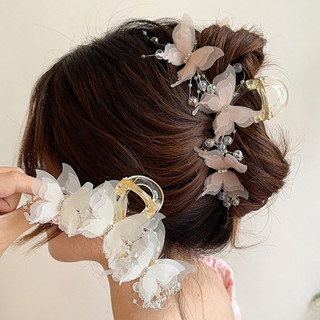 Vuốt Tóc Barrettes Với Bướm Trang Trí Đuôi Ngựa Giá Đỡ Cá Mập Lớn Cho Tóc DIY Phụ Kiện Tạo Kiểu
