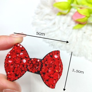 Kẹp tóc hoạt hình hình nơ bằng đá rhinestone Séc nhập khẩu, kim cương lấp lánh tinh xảo, kẹp tóc mái bên 7DKL
