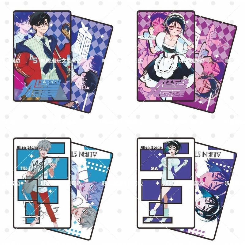 Alien Stage Blind Box Card Thẻ hộp mù giai đoạn ngoài hành tinh 24 gói mỗi hộp, Thẻ Anime sưu tập hai mặt (8,5 × 5,4 cm)