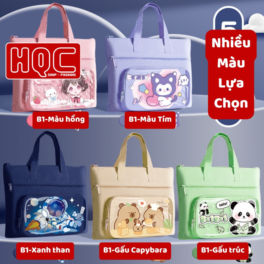 Cặp học thêm, túi xách đi học 3 ngăn cho bé vải canvas 3 lớp sức chứa lớn chất lượng cao as