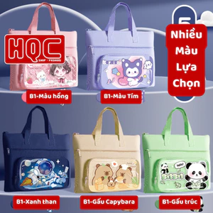 Cặp học thêm, túi xách đi học 3 ngăn cho bé vải canvas 3 lớp sức chứa lớn chất lượng cao as