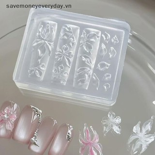 Khuôn móng silicone 3D hoa loa kèn ốc san hô sao biển tự làm