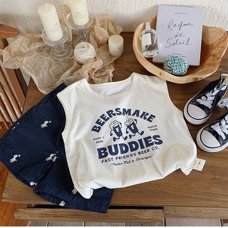 100% Cotton Dễ Thương Trẻ Em Áo Thun Không Tay Bé Trai Bé Gái Áo Vest Top Mùa Hè