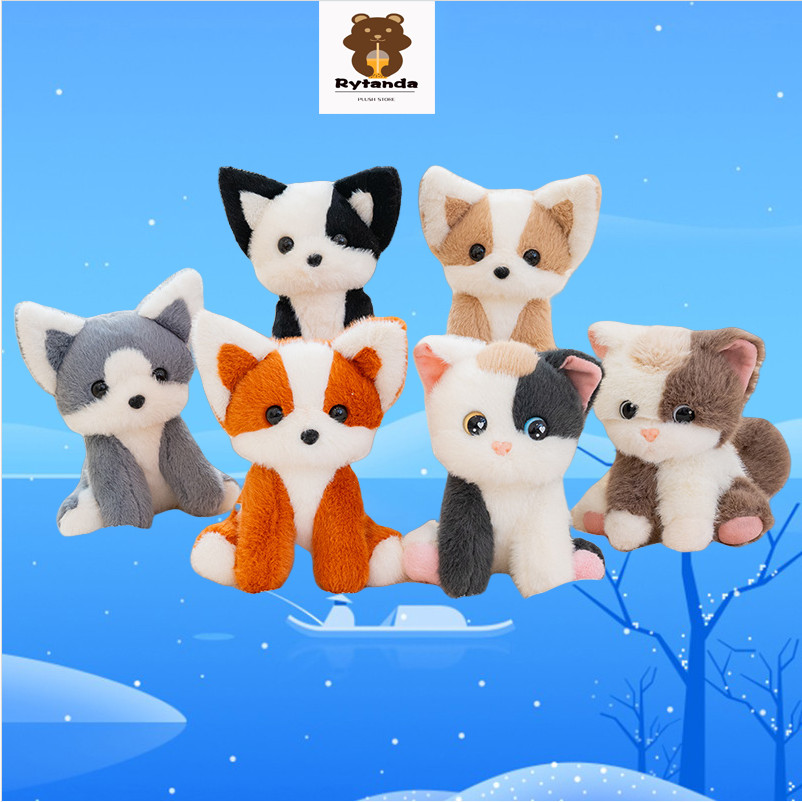 Rytanda Cáo Búp Bê Mô Phỏng Dễ Thương Mèo Gối Chó Husky Mềm Động Vật Đồ Chơi Trẻ Em Làm Dịu Bạn Gái Sinh Nhật Quà Tặng Giáng Sinh Trang Trí Phòng Ngủ