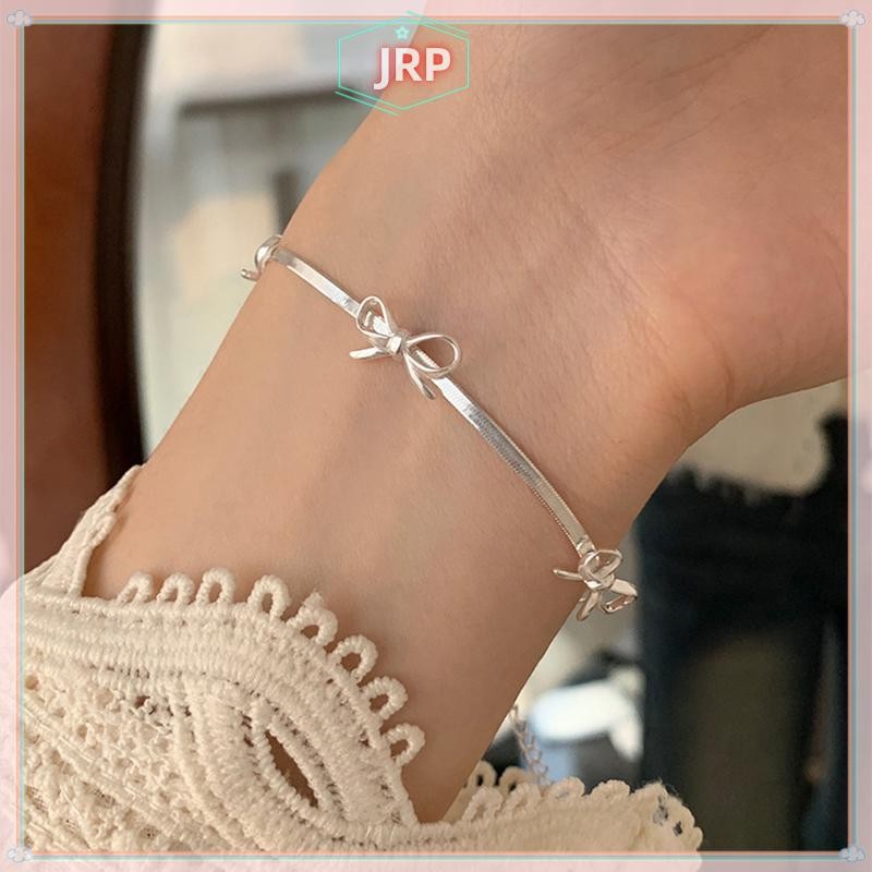 SmallbrainsJr Thắt Nơ Ngọt Ngào Xương Rắn Dây Xích Vòng Tay Nữ Thiết Kế Đơn Giản Chokers Cổ Dây Xích Vintage Bộ Trang Sức vn