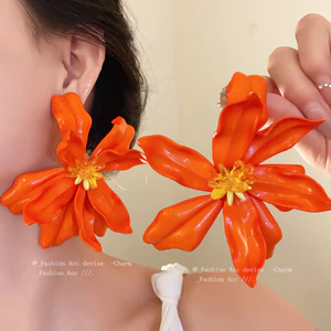 Bông tai hoa acrylic kim bạc bông tai bohemian cá tính thời trang phong cách kỳ nghỉ bông tai