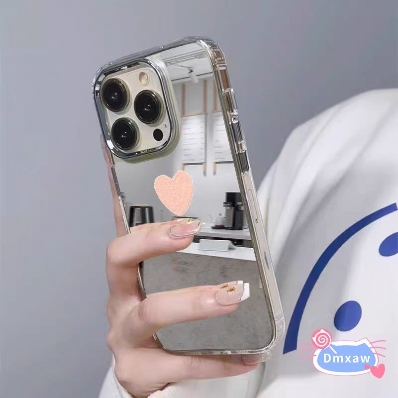 Ốp Điện Thoại Gương Tình Yêu Màu Hồng Đơn Giản Cho Samsung Galaxy S25 Edge S24 S23 S22 S21 S10 Plus S20 FE Note 20 Ultra F55 F14 C55 M55 M52 M34 M32 M22 F22 M14 A22 ins Phong Cách Vỏ Dễ Thương