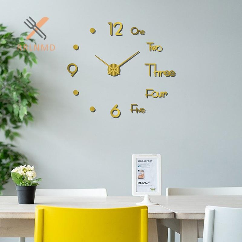 RRLNMD 3D Dạ Quang Đồng Hồ Treo Tường Không Khung Acrylic DIY Đồng Hồ Kỹ Thuật Số Dán Tường Tắt Tiếng Đồng Hồ Cho Phòng Khách Phòng Ngủ Văn Phòng Trang Trí Tường MỚI