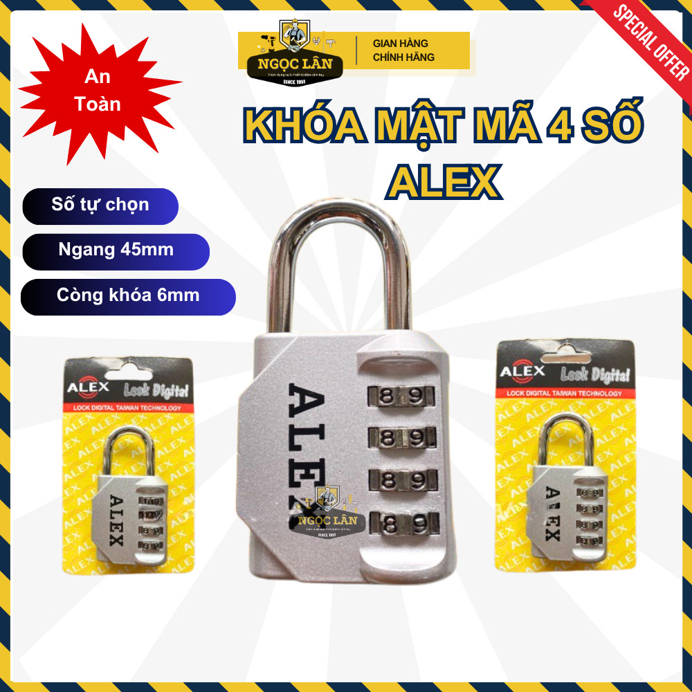 [Cao cấp] Khóa số mật mã, khóa mật khẩu 4 số Alex bền bỉ chịu lực tốt