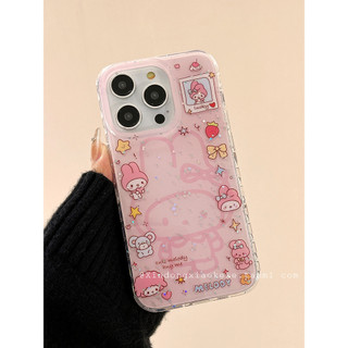 Ốp điện thoại Star Melody màu hồng dễ thương phù hợp cho iPhone 16 15 14 13 Pro Max chống sốc bảo vệ camera chống rơi mặt sau cứng