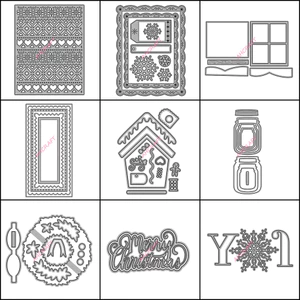 Giáng Sinh Series Khung Cắt Khuôn Sổ Lưu Niệm Kim Loại Thép Carbon Cắt Chết Dập Nổi Khắc Bản Mẫu DIY Album Ảnh Sổ Tay Thiệp Chúc Mừng Trang Trí
