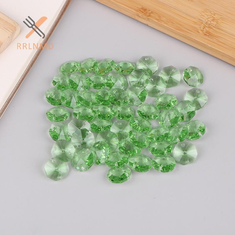 RRLNMD 50 Cái 14MM 2 Lỗ Thủy Tinh Pha Lê Hạt Hình Bát Giác Lăng Kính Rèm Đèn Chùm Phần Mặt Dây Chuyền Kính Trang Sức MỚI