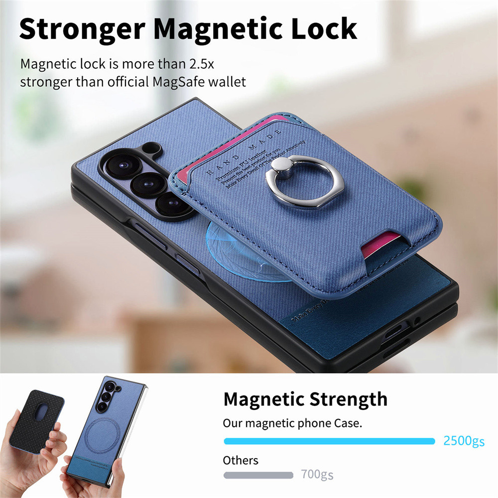 Ví da có thể tháo rời có hộp đựng thẻ cho Samsung Galaxy Z Fold 6 5 4 3 Fold6 Fold5 Fold4 Vỏ giá đỡ vòng