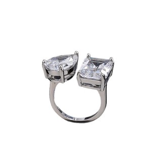 Châu Âu Mỹ INS Sản Phẩm Mới Đơn Giản Giọt Nước Vuông Zircon Nhẫn Nữ