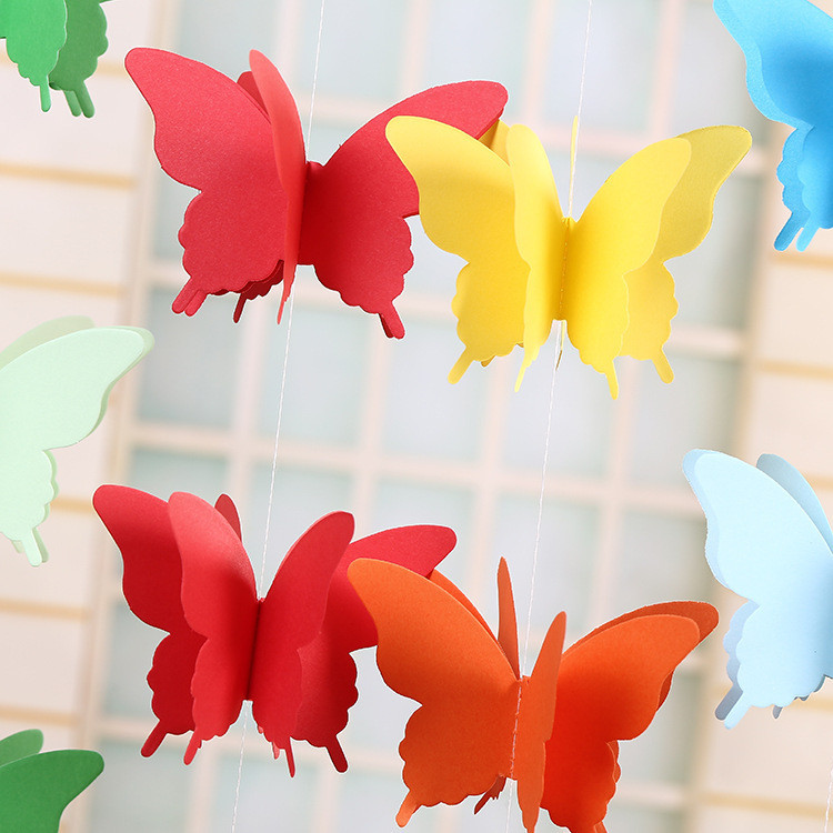 Dây treo trang trí hình bướm 3D bằng giấy DIY được chọn màu - FE123
