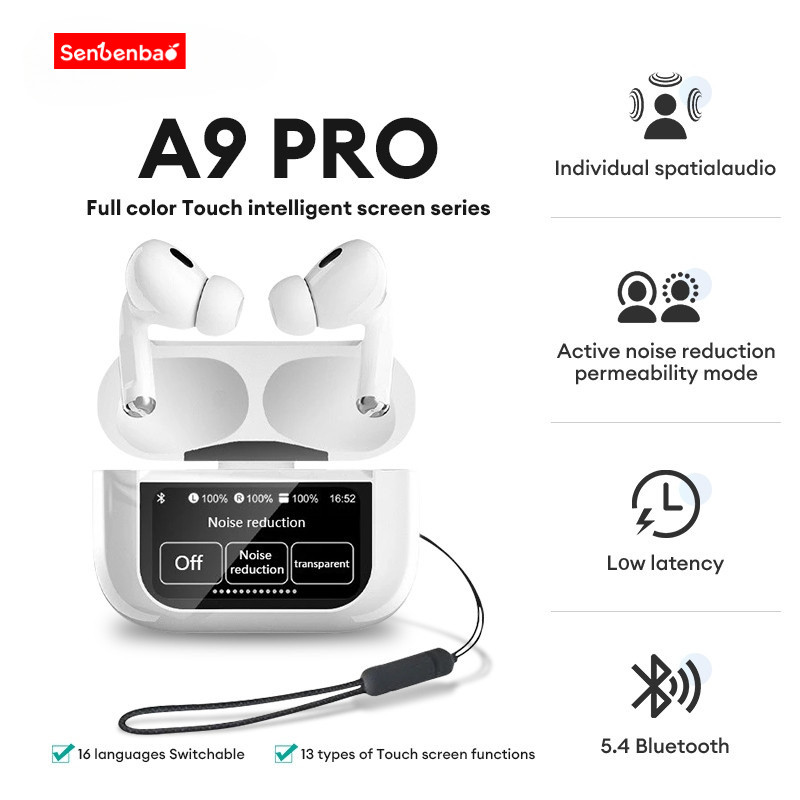 Tai nghe Bluetooth 5.4 không dây SenbenbaoTWS A9 Pro ANC ENC Tai nghe khử tiếng ồn Tai nghe âm thanh nổi HiFi