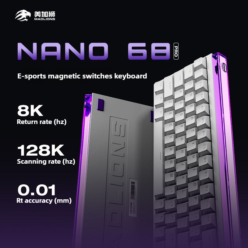 MADLIONS NANO68 Gaming Magnetic Switch Keyboard Rapid Wired Connection ...