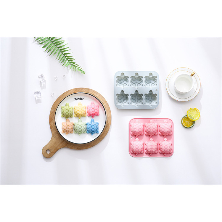 6 Khoang Hình Rùa Khuôn Silicon DIY Dụng Cụ Nướng Bánh Sô Cô La Khuôn Bánh Quy Handmade Xà Phòng Mousse Khuôn Bánh