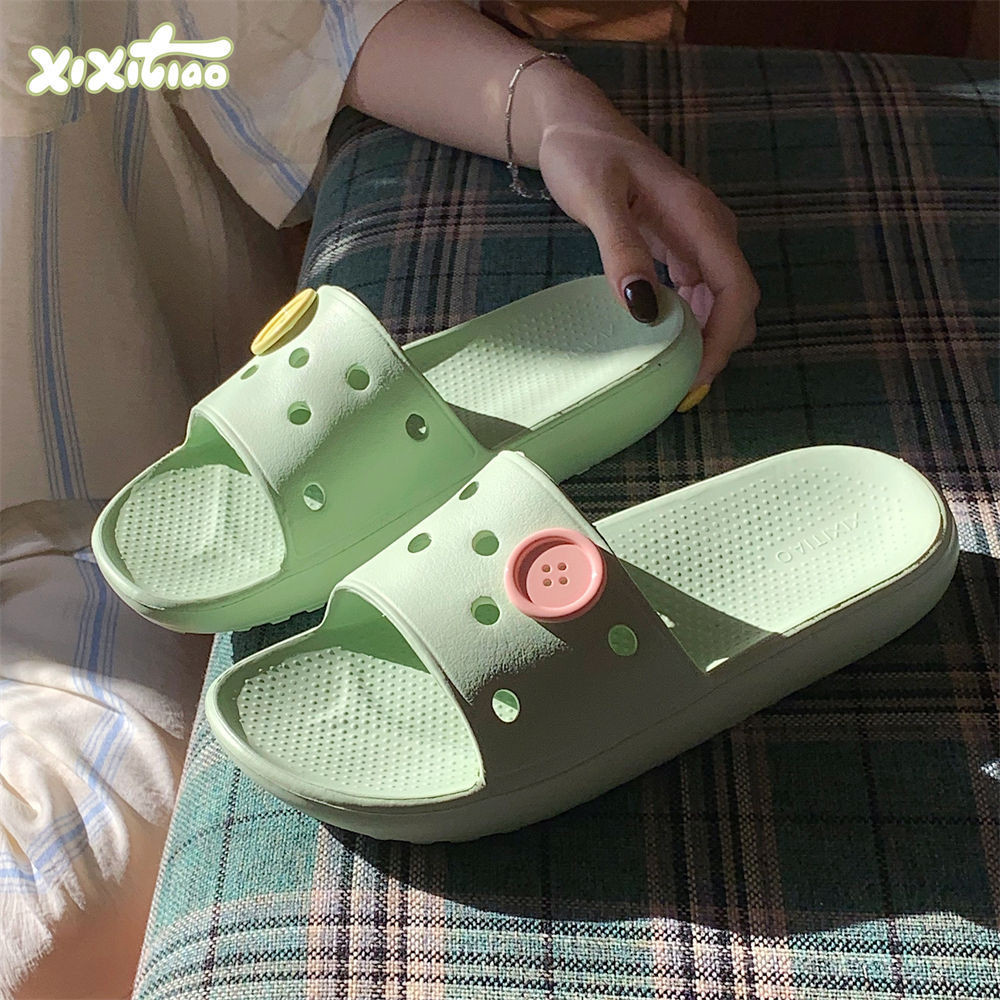 XIXITIAO Dép Sandal Trong Nhà Dép Nữ Sinh Thoải Mái Mùa Xuân Mùa Hè Nút Dép