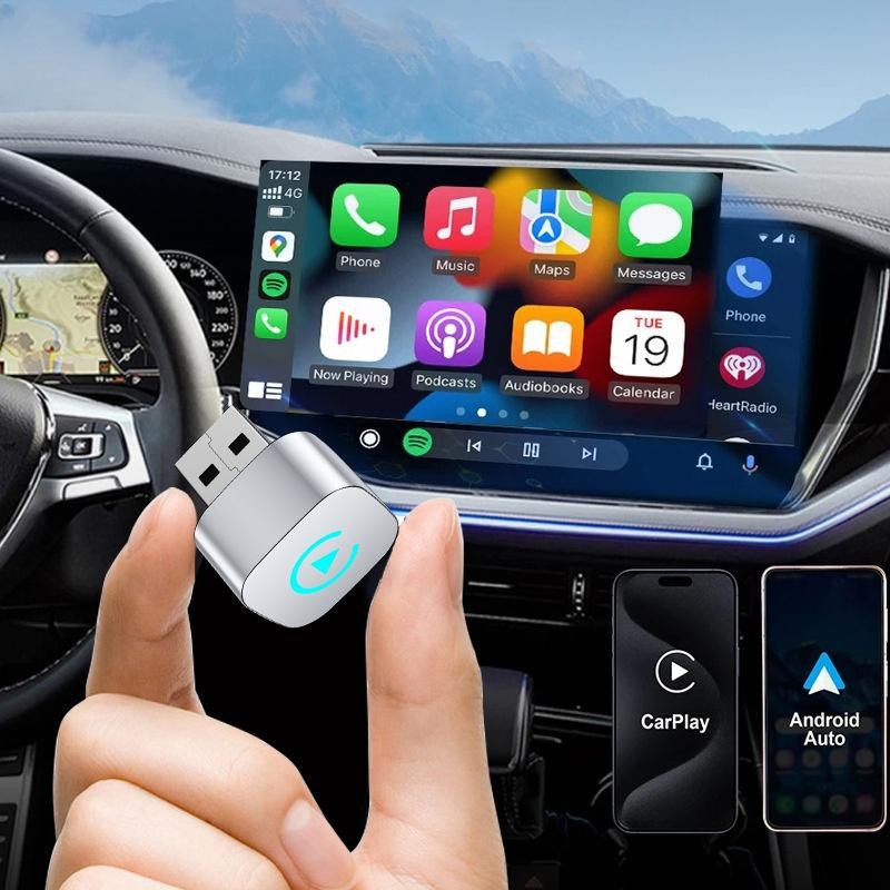 Bộ chuyển đổi Carplay không dây TMOY có đèn báo động cho Android Auto 2in1 có dây sang hộp AI không dây Kết nối USB cho xe tải TCM