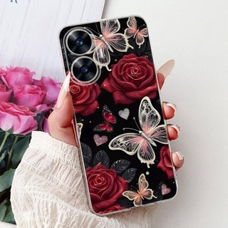 Dành Cho Realme C55 RMX3710 Vỏ Tranh Hoa Mèo Thanh Lịch RealmeC55 4G Vỏ Điện Thoại TPU Silicon Mềm
