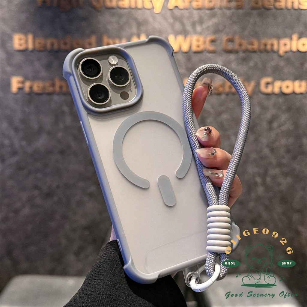 [Vỏ dây buộc] Vỏ điện thoại từ tính mờ túi khí iphone16 Pro Max 15 14 13 12 11 cho vỏ iPhone vỏ mềm TPU chống sốc