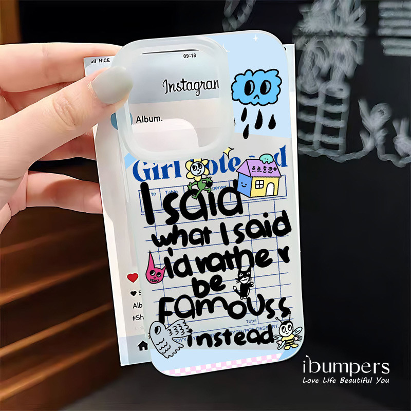 ibumpers Ốp Điện Thoại iPhone Dễ Thương Đơn Giản Họa Tiết Tiếng Anh Ốp Lưng Trong Suốt Nhám Mờ Chống Bẩn Chống Sốc Cho IPhone 16 15 14 12 13 11 Pro Max IP 7 8 Plus X XS XR