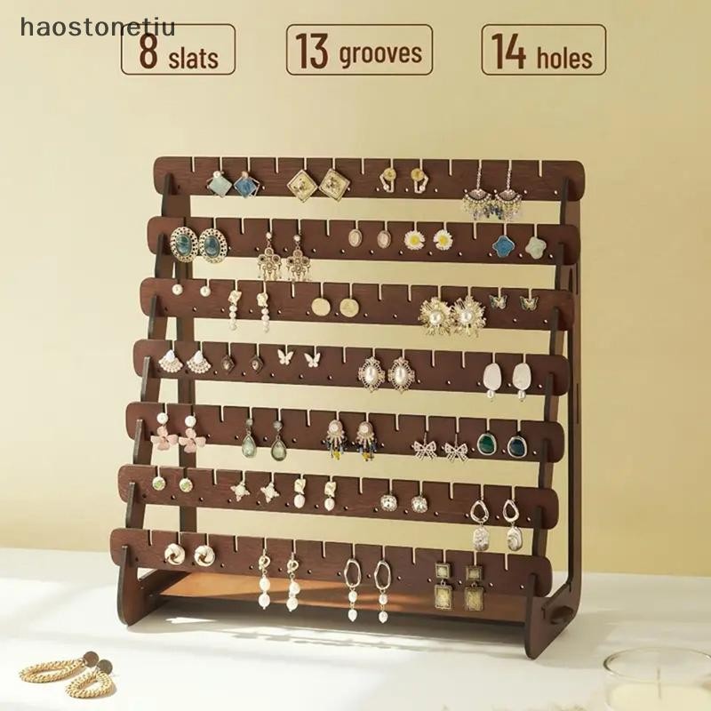 HA Nhiều Lớp Gỗ Bông Tai Đứng Giá Đỡ Đồ Trang Sức Dung Tích Cao Sắp Xếp Lưu Trữ Giá Trưng Bày Cho Gia Đình Phòng Khách Phòng Ngủ Máy Tính Để Bàn n