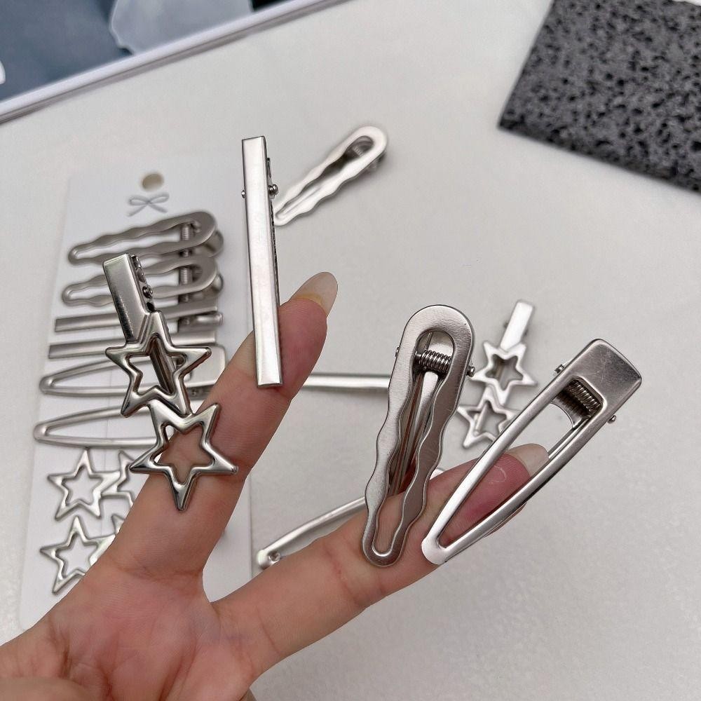 EBINLANDS 8 Cái / bộ Bộ Kẹp Tóc Y2K, Phụ Kiện Tóc Bạc Vintage Kẹp Tóc Bé Gái, Kẹp Mỏ Vịt Tinh Tế Kim Loại Nổ Barrettes Nữ Cô Gái