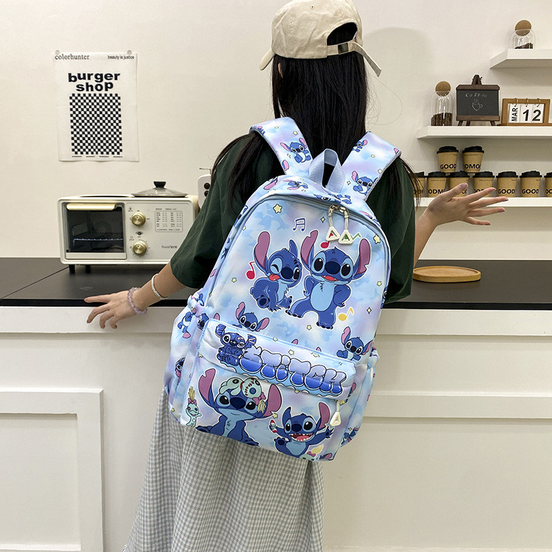 GC2 Stitch Ba Lô Cho Học Sinh Dung Tích Lớn Nhẹ In Hình Hoạt Hình Dễ Thương Nữ Học Túi CG2