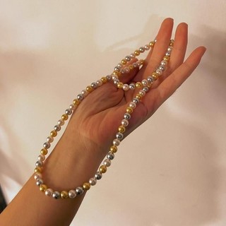[ DAISYN ] N980 vòng cổ ngọc trai mix màu trắng xám vàng, dây chuyền ngọc trai nhân tạo , chuỗi hạt ngọc