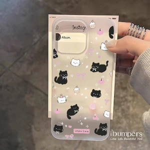 ibumpers Ốp Điện Thoại iPhone Dễ Thương Nơ Màu Hồng Họa Tiết Mèo Ốp Lưng Trong Suốt Nhám Mờ Chống Bẩn Chống Sốc Cho IPhone 16 15 14 12 13 11 Pro Max IP 7 8 Plus X XS XR