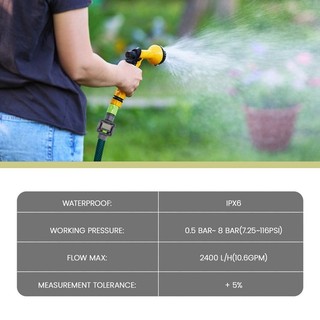 Máy đo lưu lượng nước kỹ thuật số IPX6 Ống tưới vườn ngoài trời Tính toán nước Tiêu thụ Lưu lượng nước Đầu nối ren 3 / 4 inch