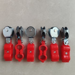 Ròng rọc dây treo bán nhựa, khối tời điện, dây cáp, lỗ đôi, bánh xe sắt, ổ bi, ròng rọc kéo dây R7O3