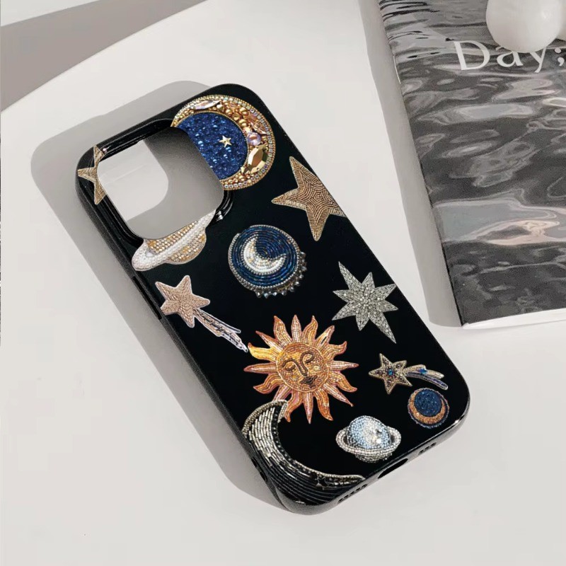Vỏ Tương Thích Cho iPhone 11 16 15 Pro Max 16e 14 11 12 13 15 Pro XR XS Max X 7 8 Plus SE2022 Sáng Tạo Retro Họa Tiết Ngôi Sao Mặt Trời Mềm TPU Chống Sốc