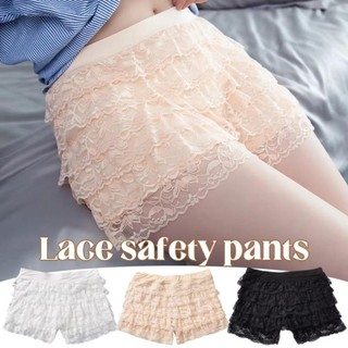 Quần ngắn an toàn NICOLOO, Quần Short an toàn công chúa Lolita buộc dây chống va đập, Quần Short xếp lớp thắt lưng co giãn có ren thoáng khí