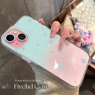 Ins Hàn Quốc Cô Gái Dễ Thương Gradient Ngôi Sao Xanh Lấp Lánh Vỏ Bling Cho iPhone 11 16 16E 15 14 13 12 Pro Xs Max XR X 7 8 6 Plus SE Vỏ Điện Thoại TPU Mềm Vỏ Bảo Vệ Vỏ Trong Suốt