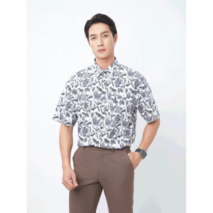 Sơ mi tay ngắn lai ngang VIETTIEN SMART CASUAL vải Bamboo phom REGULAR VT00000389