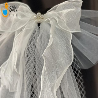 Nữ Ngắn Cô Dâu Veil Với Ngọc Trai Lấp Lánh Kẹp Hóa Đơn Vịt Cố Định Mũ Đội Đầu Cho Đám Cưới Hóa Trang Hẹn Hò