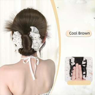 [COD] Bộ tóc giả đầu Bun FURNICLICK, có kẹp móng vuốt tóc tự nhiên bằng lưới, Bộ tóc lông tơ tổng hợp dành cho nữ