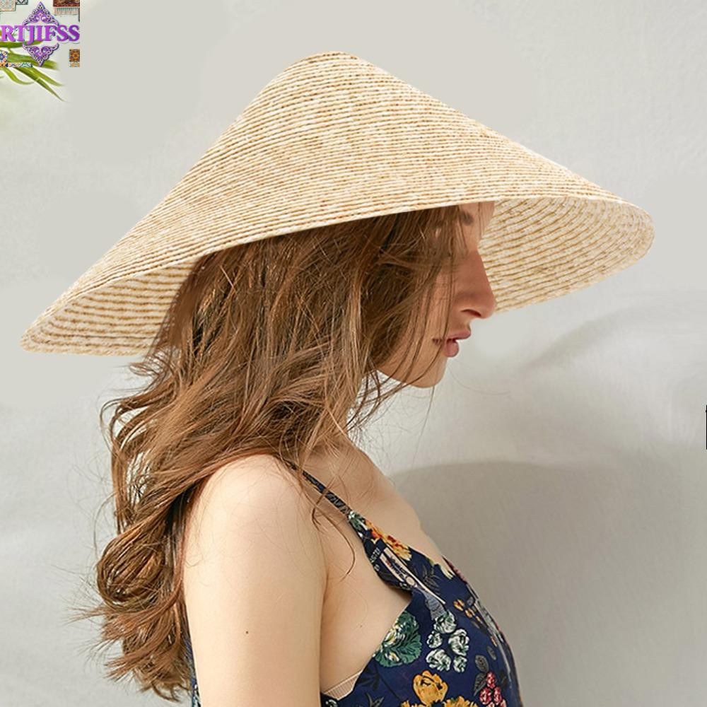 Rtjifss99 Mũ Rơm, Mũ Đi Biển Ống Hút Vành Rộng Lớn, Chống Nắng Chất Lượng Cao Chống Tia UV Thoáng Khí Mũ Chống Nắng Sân Vườn Ngoài Trời Kỳ Nghỉ Câu Cá