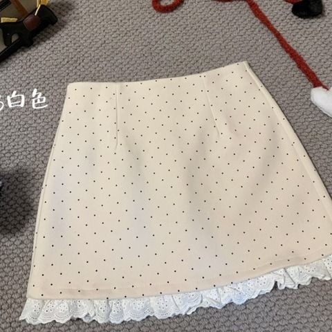 Polka dot skirts Váy bodycon ren phối midi kiểu ngắn