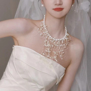Vòng cổ tua rua thác ngọc trai nhiều lớp cổ điển kiểu Pháp nhẹ nhàng sang trọng và cảm giác cao cấp, dây chuyền xương đòn