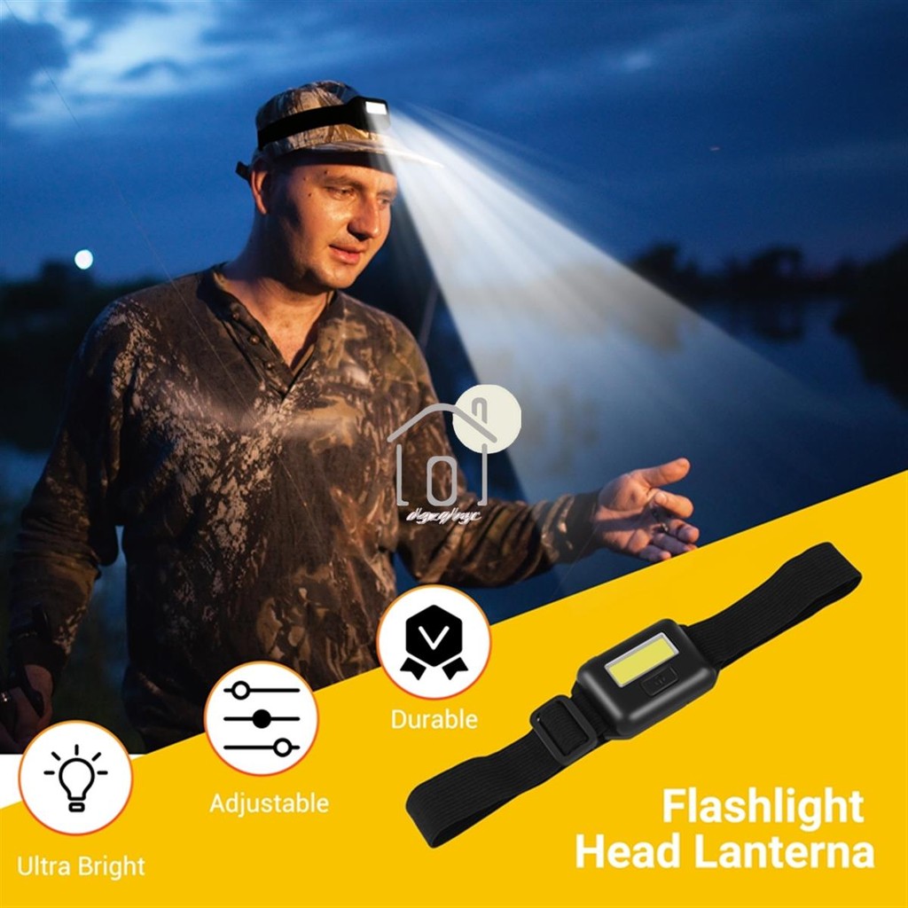 Cob Led Đầu Mini Đèn Pha 3 Chế Độ Chống Mưa Đèn Pin Đầu Cho Cắm Trại Ngoài Trời Câu Cá Màu Đen