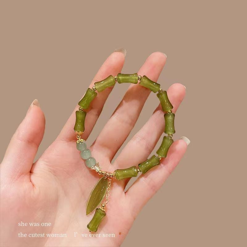 Vòng tay nút tre lá tre kiểu Trung Quốc cho phụ nữ, quà tặng cho bạn thân, thiết kế niche Ins, nguồn vòng tay retro cao cấp