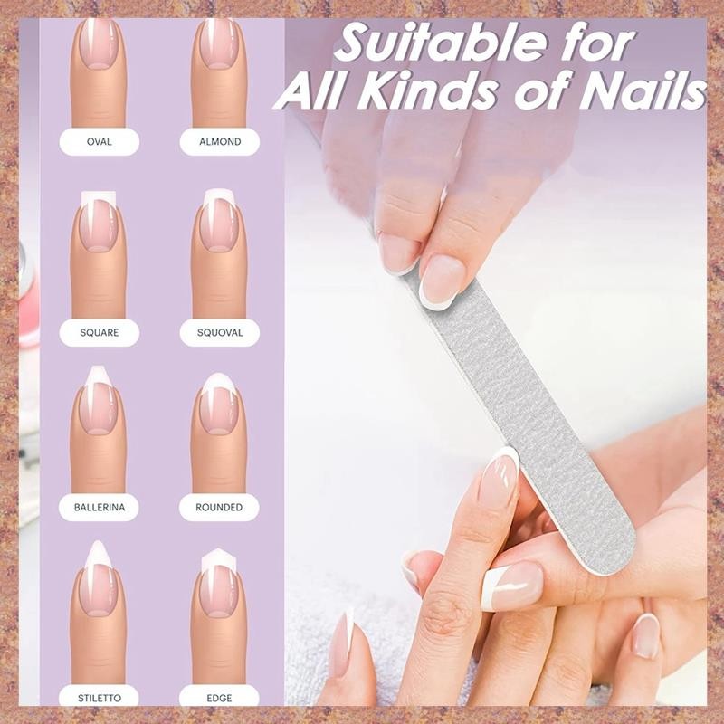 Tập tin móng tay Bảng Emery có thể thay thế, cho Salon, 50 Cái + 1 Bộ bảng kim loại Có thể tái sử dụng Peel and Stick Nail Files (R F C V)