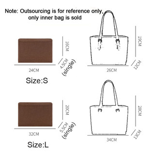 Túi trong túi 1 cặp túi vải nỉ phù hợp cho túi tote MOLLIE 25/34, túi tote sang trọng cho phụ nữ, túi đựng đồ trang điểm, túi xách bên trong