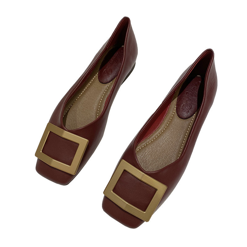 Giày Nữ Size Lớn (32-44) Size Nhỏ 32 33 34 Giày Đế Bằng Mũi Vuông Nữ Phiên Bản Hàn Quốc Phù Hợp Với Miệng Nông Da Mềm Nhẹ Nhàng Giày Dạ Hội Đế Mềm Giày Muỗng JUNE10