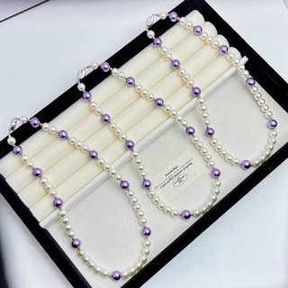 [ DAISYN ] N999 vòng cổ ngọc trai mix màu trắng tím , dây chuyền ngọc trai nhân tạo , chuỗi hạt ngọc